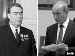Генеральний секретар ЦК КПРС Леонід Брежнєв (ліворуч) і президент Росії Володимир Путін (комбіновані архівні фотографії)