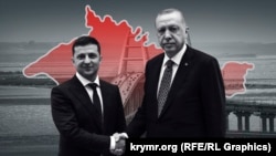 Владимир Зеленский и Реджеп Тайип Эрдоган на фоне карты Крыма. Коллаж