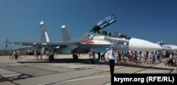 Самолет Су-30СМ на российской авиабазе «»Саки» в Крыму, архивное фото