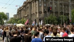 Protest članova akademske zajednice ispred zgrade Vlade Srbije u Beogradu, 9. jun 2025.