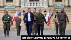 Президент України Володимир Зеленський та президент Польщі Анджей Дуда у Києві. 23 серпня 2022 року
