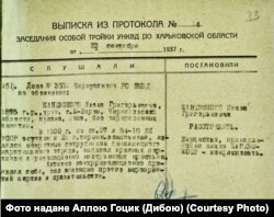 Постанова про розстріл Івана Каневського