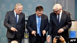 Министры иностранных дел Украины, Германии и Франции на пресс-конфренции в Киеве