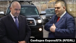 Колаж със снимки на Румен Радев и Делян Пеевски