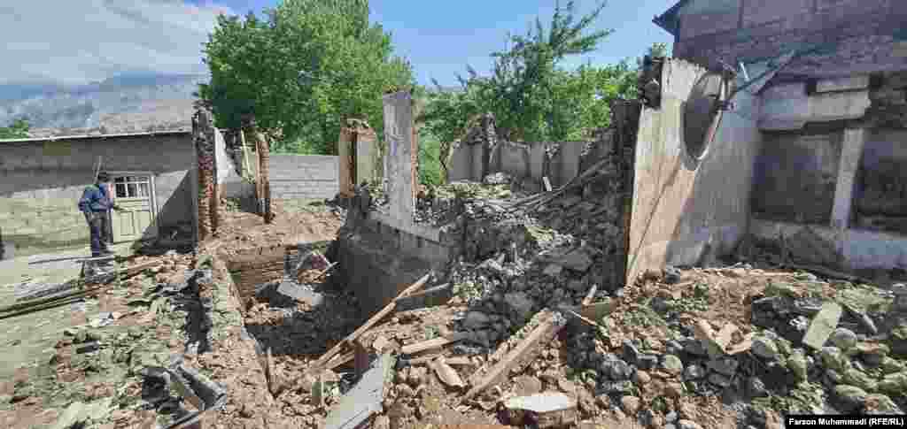 Destruction in the village of Khojai A'lo, Tajikistan, on May 2