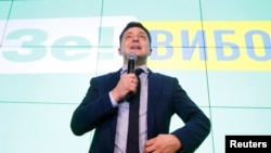 Володимир Зеленський після першого туру голосування на президентських виборах. Київ, 31 березня 2019 року