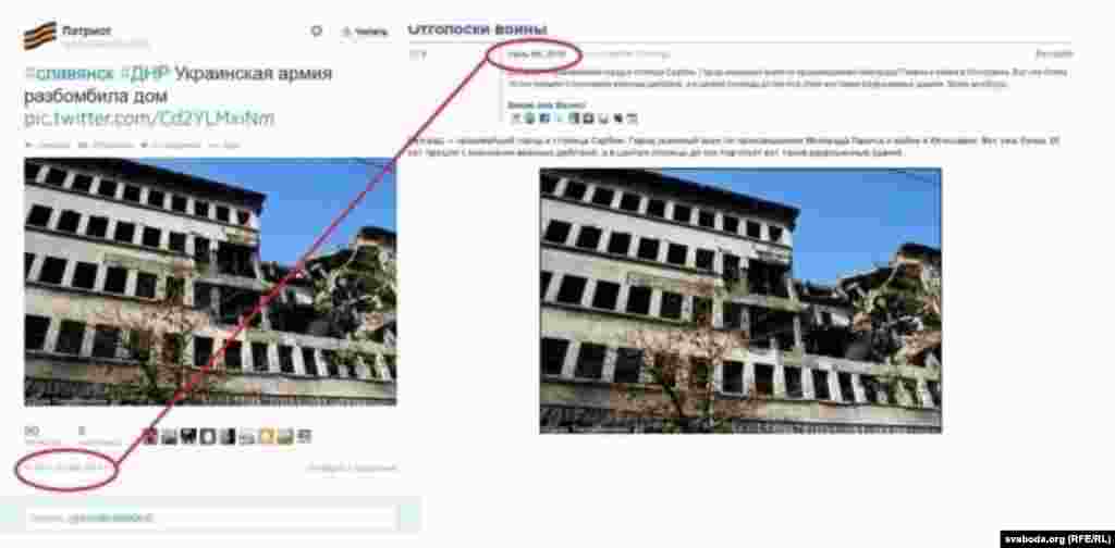 Белград после бомбардировок 1999 года выдается за Славянск, "обстрелянный украинской армией".