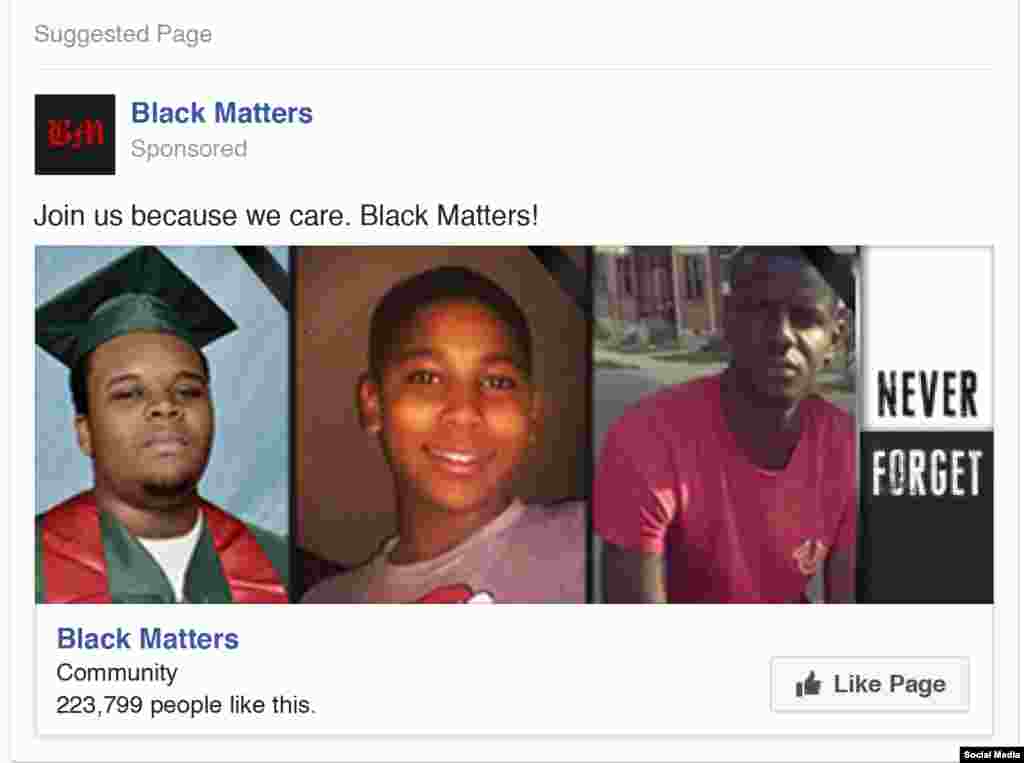 Некоторые рекламные посты касаются очень неоднозначных проблем расовых отношений, в том числе реакции афроамериканского сообщества на убийство нескольких молодых людей полицейскими. Реклама была размещена в то время, когда в США набирало силу движение Black Lives Matter – "Жизни чернокожих имеют значение".  