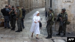 Израильские патрули на Виа Долороза в Старом городе в Иерусалиме