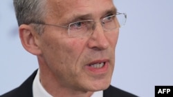 Йенс Столтенберг во время выступления в Центре стратегических и международных исследований в Вашингтоне