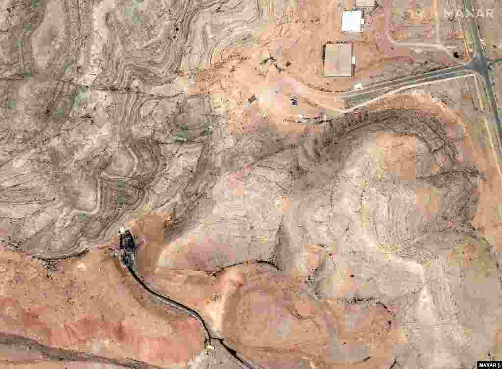 Istraživački centar za nuklearnu tehnologiju u Isfahanu 20. juna prije američkih zračnih napada i ponovo 22. juna nakon što je pogođen.