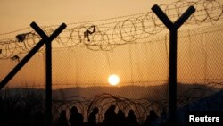 Мігранти поблизу паркану на грецько-македонському кордоні. Лютий 2016 року.