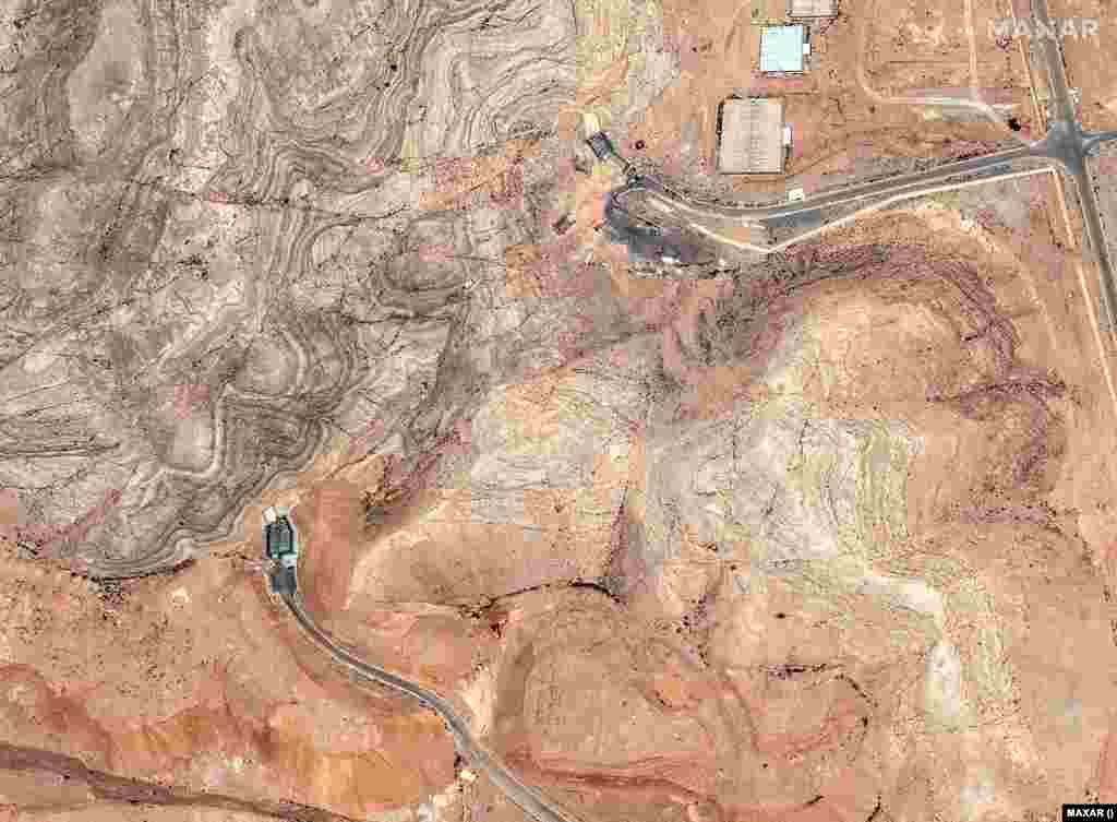 Istraživački centar za nuklearnu tehnologiju u Isfahanu 20. juna prije američkih zračnih napada i ponovo 22. juna nakon što je pogođen.