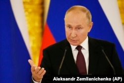 Президент Росії Володимир Путін під час спільної пресконференції з канцлером Німеччини Ангелою Меркель. Москва, 20 серпня 2021 року