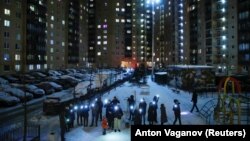 Під час акції на околиці Санкт-Петербургу, 14 лютого 2021 року