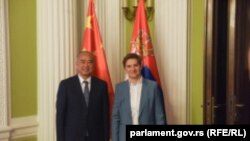 Секретарот на Комитетот на Комунистичката партија на Кина на провинцијата Шандонг Лин Ву и претседателката на Собранието на Србија Ана Брнабиќ, Белград, Србија, 9 септември 2024 година.