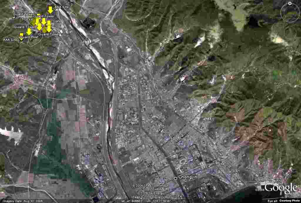 Лагерь для политических заключенных № 25. На карте помечены башни охраны.