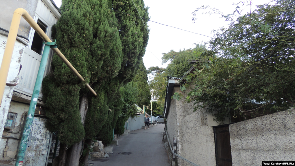 Улица Никитина в центре Гурзуфа привлекает «зеленой стеной» из кипарисов