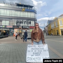 Umjetnica iz Prijedora Jelena Topić sa grupom prijatelja pokrenula je građanske proteste protiv rudnika Bukova Kosa, Prijedor, april 2025.
