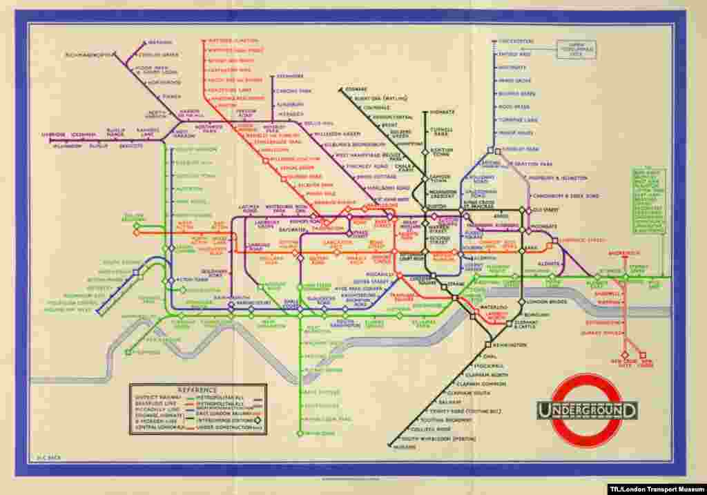 Карманная карта "подземки" 1933 года.