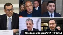 Кметът Васил Терзиев, лидерът на ГЕРБ Бойко Борисов, съпредседателят на ДБ Ивайло Мирчев, лидерът на КОД Вили Лилков и министърът на вътрешните работи Даниел Митов.