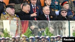 Володимир Путін і Сі Цзіньпін на військовому параді в Москві, Росія, 9 травня 2025 року