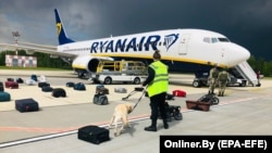 Літак Ryanair після приземлення в Мінську 23 травня 2021 року