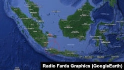 Мапа Індонезії з позначенням місця авіакатастрофи