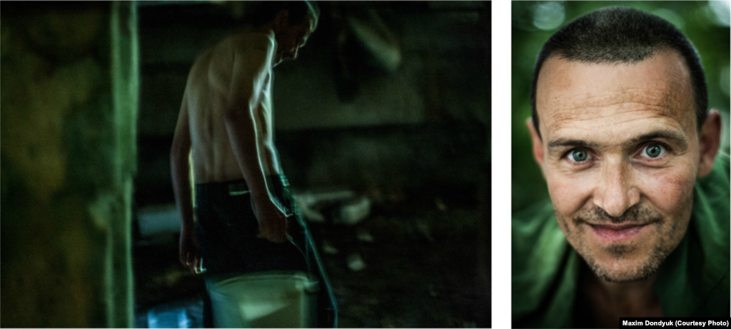 Валерій, 41 рік. Перехворів на туберкульоз. Херсон, липень 2011 року. Захворів на туберкульоз, збираючи картоплю, лікування не допомогло. Вирізали одну легеню, після чого місяць тримали на морфії. Біль зникав тільки після морфію, потім почав приймати «хімію». Коловся два роки, поки дружина не продала квартиру і виїхала з дітьми до Росії. Сам позбувся залежності. Прив’язував себе до ліжка, коли були сильні «ломки». Працює сезонно на будівництві, живе в підвалі будинку, в якому виріс. Частину меблів віддали інші мешканці, решту знайшов на звалищі. Зробив у підвальній кімнаті ремонт, будує душ і туалет, збирається купити холодильник і вставити зуби.