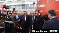 Milorad Dodik, Dragan Čović i Aleksandar Vučić u Mostaru 2018.