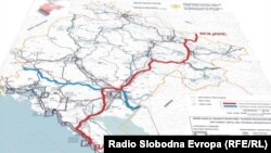Mapa autoputa Bar – Boljare, Crna Gora
