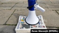 Sa protesta nezavisnih novinara i medijskih koalicija protiv pritiska na medije, Beograd, mart 2021.