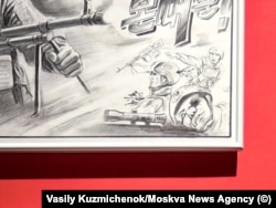 Фрагмент одного із малюнків, на якому зображено розстріл українських військових