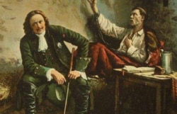 Картина Василя Волкова «Імператор Петро Великий відвідує наказного гетьмана Полуботка в казематі Петропавлівської фортеці в 1724 році». 1900 рік