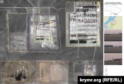 Коллаж космических снимков у поселка Новоозерное в Крыму за 2018-2019 годы