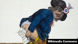 Французская политическая карикатура, 1791 год. В руках республиканца – булла папы Пия VI по поводу Конституции