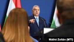Mađarski premijer, Viktor Orban, tokom svog obraćanja novinarima, Budimpešta, 21. decembar 2024.