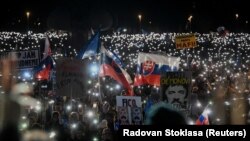 Protesta në Bratisllavë më 21 shkurt 2025.