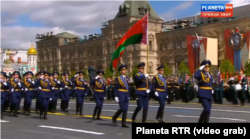 Колонна белорусских военнослужащих на военном параде в Москве, 9 мая 2025 года