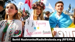 Під час акції «Руки геть від мови!» біля будівлі Верховної Ради. Київ, 16 липня 2020 року