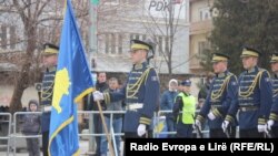 Kosovo security forces get ready for a parade marking the fifth anniversary of the country's independence on February 17.