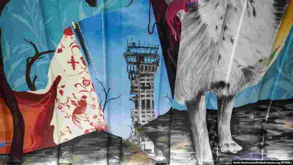 Вежа Донецького аеропорту в роботі «Mother Land» іспанського художника Kraser