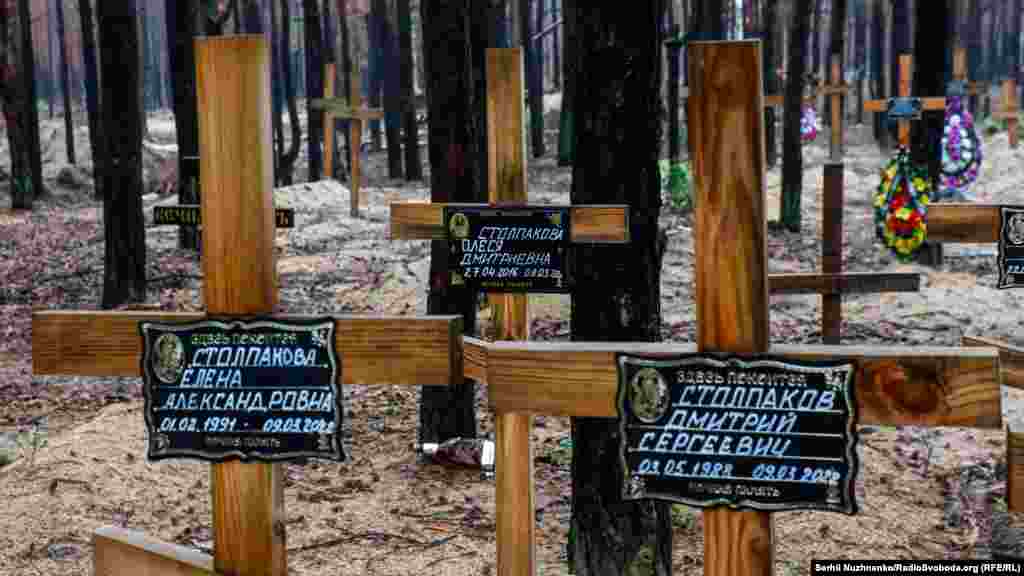 Цю сім'ю 9 березня убила в їхньому домі одна 500-кілограмова бомба, яку скинув російський літак. Про це воєнному кореспонденту Радіо Свобода Мар'яну Кушніру розповіли сусіди убитих.  Російська авіація бомбардувала Ізюм протягом усього березня, а в цей час президент Росії Володимир Путін повторював, що російська армія не завдає ударів по цивільному населенню  