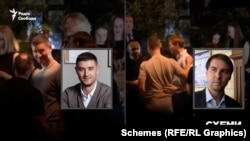 У розпорядженні «Схем» з’явилось відео, на якому чоловік, схожий на Шапрана, приязно спілкується з чоловіком, схожим на заступника голови Подільської окружної прокуратури Дмитра Кутового