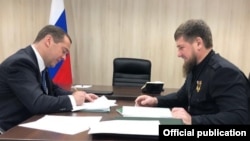 Бывший премьер-министр России Дмитрий Медведев и глава Чечни Рамзан Кадыров, 23 ноября 2019 г.