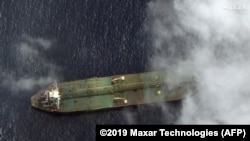 A satellite image reportedly shows the oil tanker Adrian Darya 1 near the Syrian port city of Tartus, on September 6.