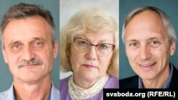 Близькі затриманих журналістів (зліва направо) Олег Груздилович, Інни Студзінської та Олеся Дащинського змогли передати для них посилки. Відомо лише, що передачу отримала Студзінська