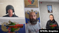 Фотоколлаж нескольких видео «извинений», выкладываемых в телеграм-канал «Крымский СМЕРШ»