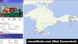 Отметка контейнеровоза ELBSAILOR у берегов Крыма, 9 июля 2025 года, скриншот сайта www.vesselfinder.com