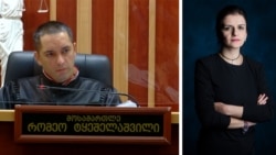 მოსამართლე რომეო ტყეშელაშვილი და ჟურნალისტი ნინო თარხნიშვილი, ფოტოკოლაჟი